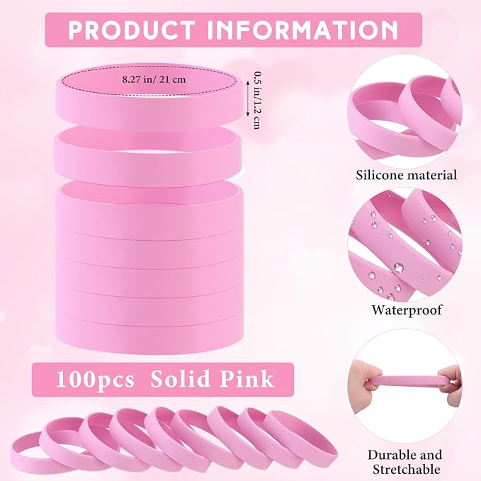 Liliful 100 Pcs Silicone Rubber Wristbands Rubber Wristband Bracelet Bands - Image 2