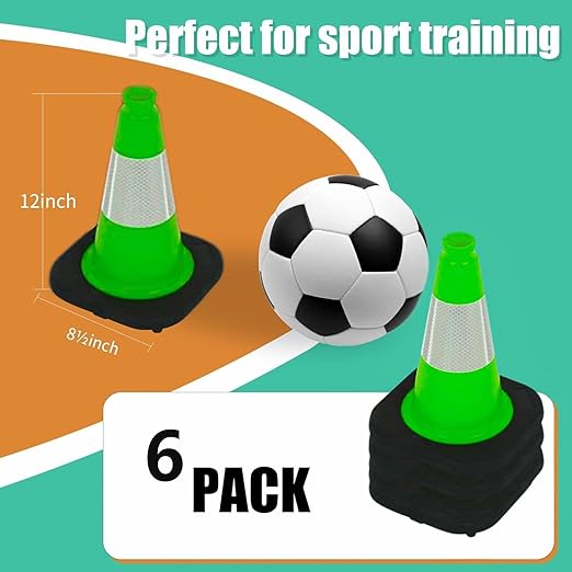 BESEA 6Pack 12" inch Traffic Cones Green Safety Cones PVC Construction Cones - Image 2
