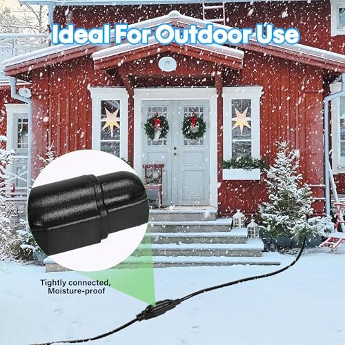Adoreen Outdoor Power Extension Cord 20 Ft/2 Pack, 3 Prong 16 AWG Grounded Wire Heavy Duty Weatherproof Electric Cable for Indoor Christmas Light Lamp, 13A 125V 1625W, SJTW-ETL- Black with Green - Image 5