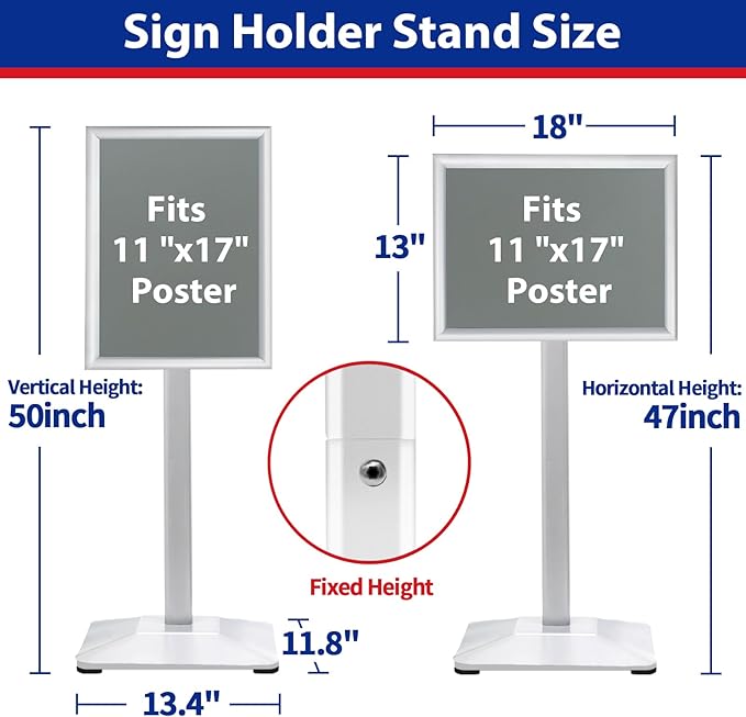Sign Stand 11x17inch Pedestal Sign Holder Poster Stand 3Packs Adjustable Floor - Image 6