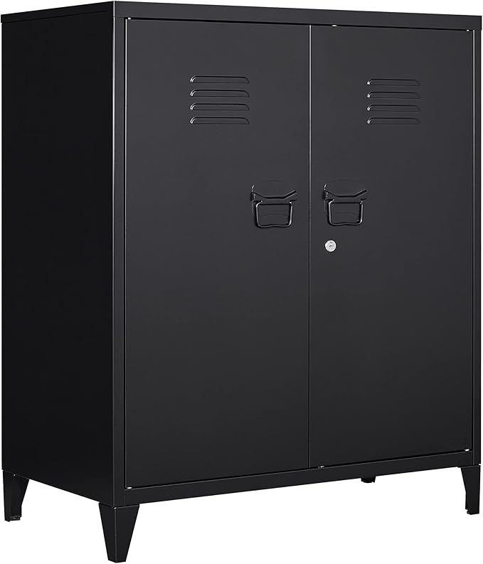 Metal Storage Cabinet with Lock, Locking Cabinets with 2 Doors and Shelves by AFAIF
