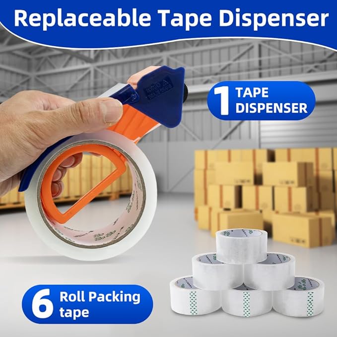 Clear Packing Tape with Dispenser – 6 Rolls, Heavy Duty Packaging Tape - Image 7