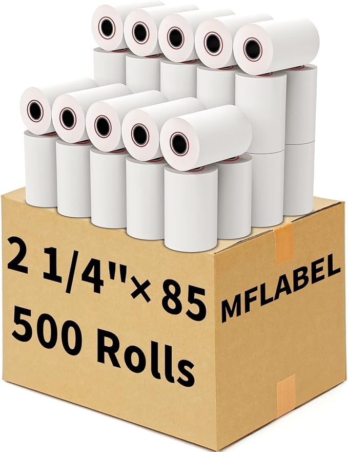 MFLABEL® 500 Rolls 2 1/4" x 85' Thermal Paper Cash Register POS Receipt Paper by MFLABEL