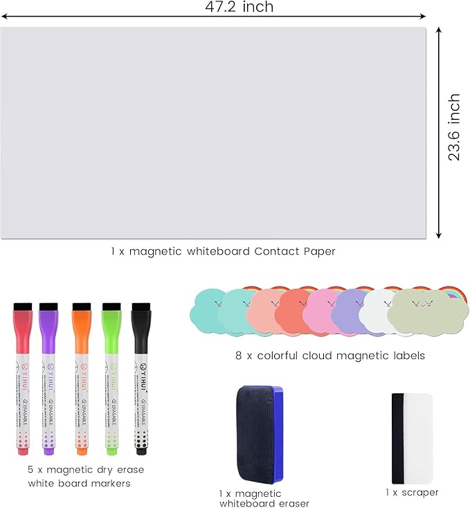 Set of Magnetic whiteboard Contact Paper, Measures 47.2 by 23.6 inches Large - Image 6
