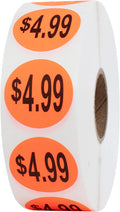 Perco Fluorescent Red 1-Inch Circle $4.99" Promotional Sale Stickers — 1 by Perco