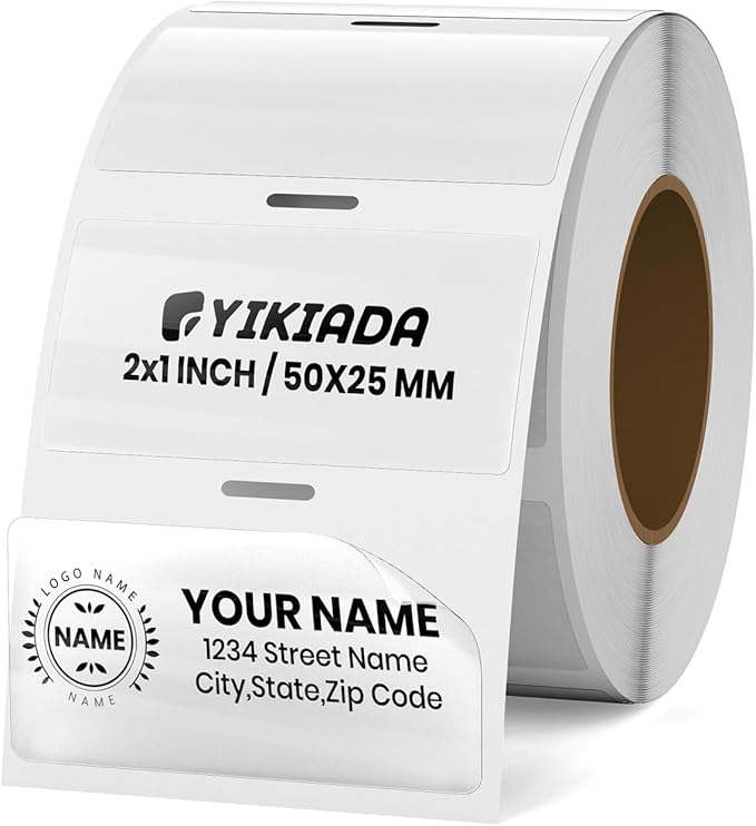 Clear Thermal Labels Vinyl 1 × 2 Inch Self-Adhesive Rectangle Stickers Roll by YIKIADA