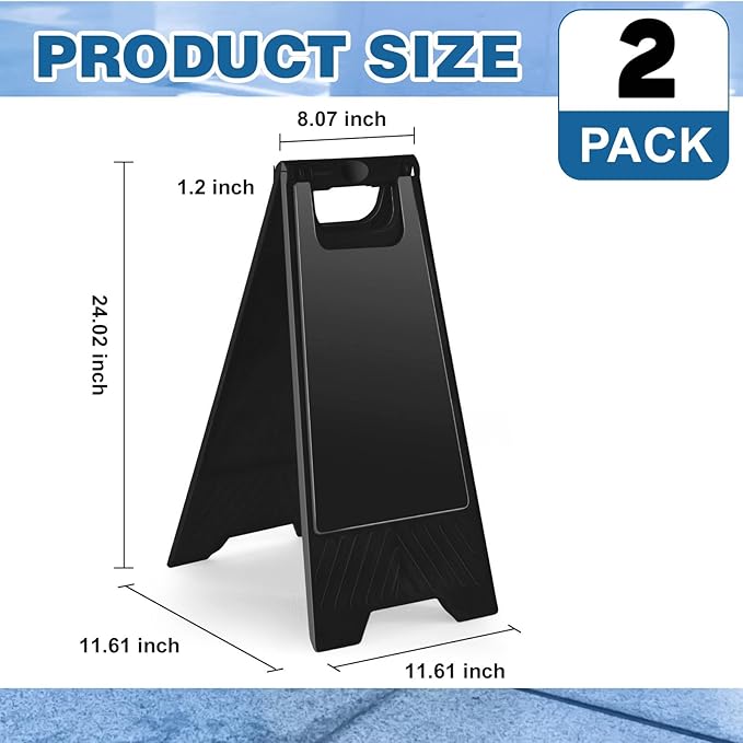 2 Pack 24 Inch Blank Floor Sign Black A-frame Foldable Caution Sign - Image 2