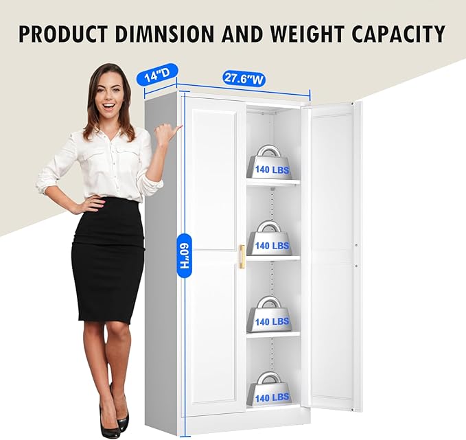 Kitchen Pantry Cabinet, 60 Inch Tall Pantry Storage Cabinet - Image 3