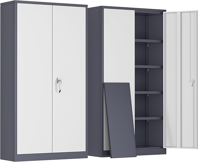 Greenvelly Metal Garage Storage Cabinet, Tall Locking Storage Cabinet by Greenvelly