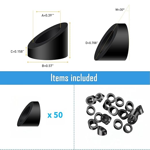 Helffer 50 Pack 3/8" ID Black Angle Beveled Washers - Image 2