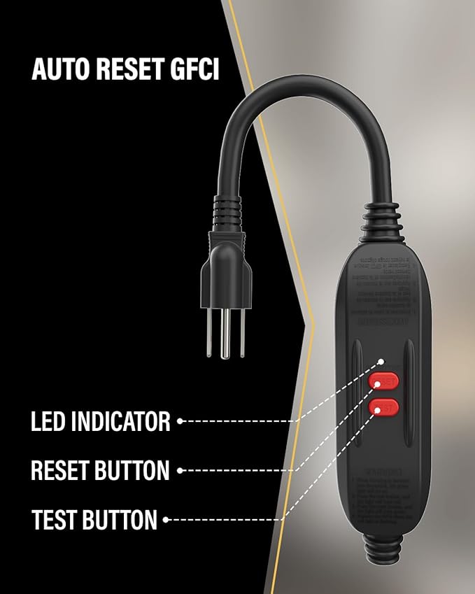 1 FT/30CM GFCI Extension Cord, 14AWG Heavy Duty Short Power Cable, ETL Listed - Image 4