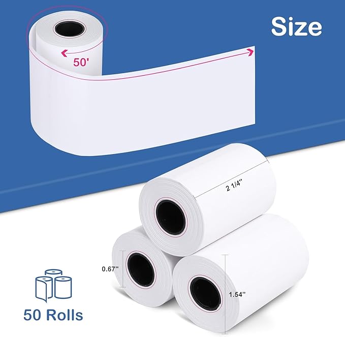 2 1/4" x 50' Thermal Receipt Paper Rolls 50 Rolls, BPA Free Receipt Paper - Image 5