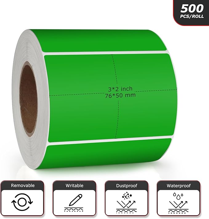 Green Rectangle Stickers 3 x 2 Inch Color Coding Labels Vinyl Roll - Image 4