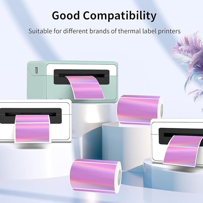 3x2 Inch Holographic Thermal Labels, Rainbow Glitter Stickers - Image 3