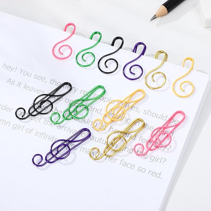 100pcs Metal Paper Clips Creative Music Note Shape Small Office Clips Colorful - Image 7