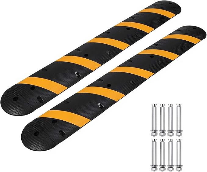 2 Pack 6FT Speed Bumps for Road, Heavy Duty 25, 000 Lbs Capacity Traffic Rubber by MERXENG