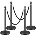 LOVMOR Stainless Steel Stanchion Post, 5 FT Black Carpet Ropes, Stanchion Post by LOVMOR