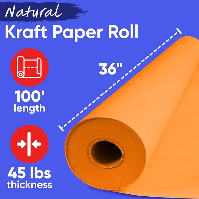 USA Made 36" x 1200" Orange Kraft Paper Roll, 45 lbs Thickness, American - Image 2