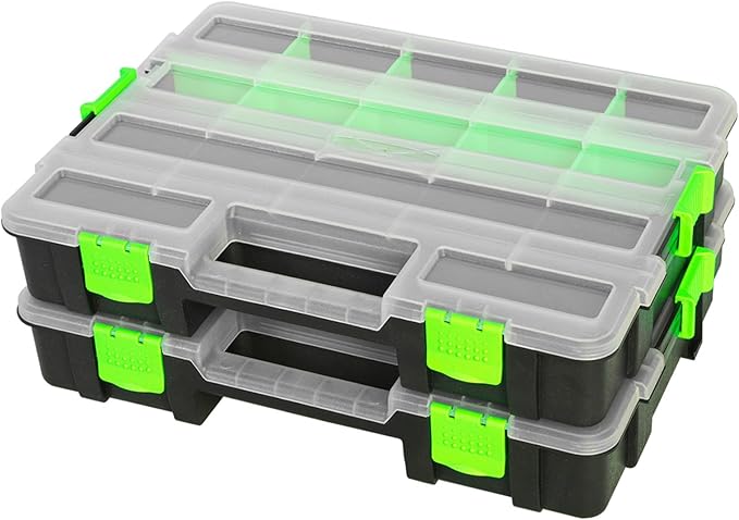 Tool Box with Transparent Lid, Single Side 17-Compartments Organizer Box with by JACKBOSS