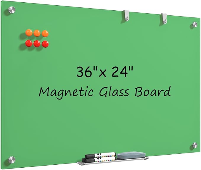 MaxGear Glass White Board 36x24, Large Frameless Whiteboard by MaxGear