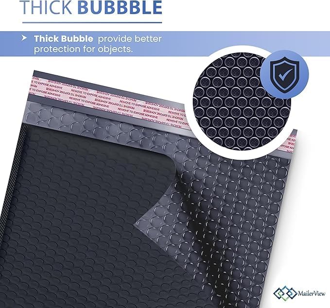 Black Large Poly Bubble Mailers 12x15 inch | Self Seal Padded Envelopes - Image 5