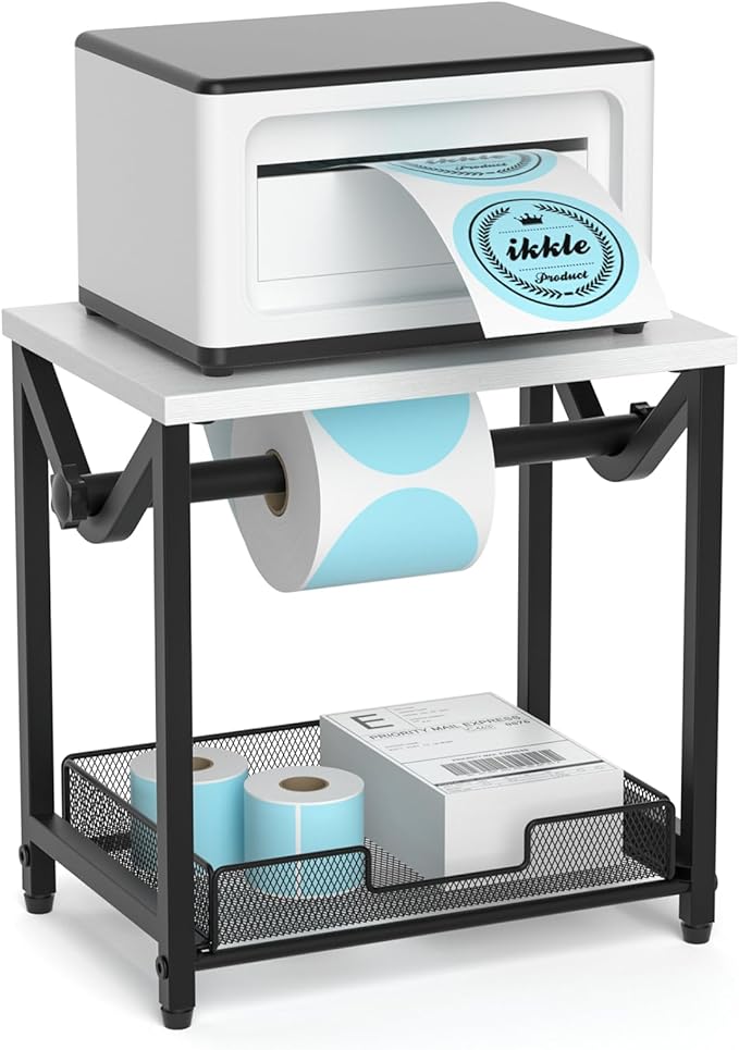 ikkle Label Holder for Rolls and Fanfold Labels, Wooden Thermal Label Holder by iKKLEHome