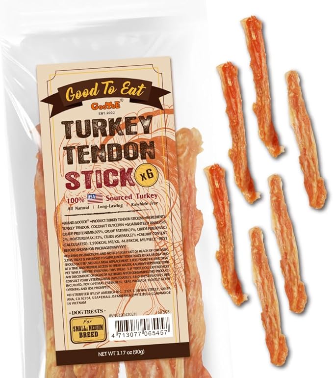 Gootoe Turkey Tendons for Dogs –All-Natural, Hypoallergenic Dog Treats by GooToE