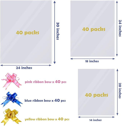 120 Packs Large Clear Cellophane Bags 14x20 18x24 24x30 Inches Jumbo Gift - Image 2