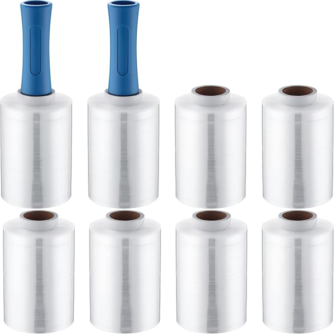 Jutom 8 Pcs Clear Stretch Wrap Roll Plastic Wrap by Jutom