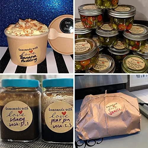2" Homemade with Love Stickers, 500 Pcs Kraft Jar Canning Label Stickers for Baked Packaging, Cookie Bags, Fudge Containers, Store Owners, Crafts, Organizing, Price Tags - Image 6
