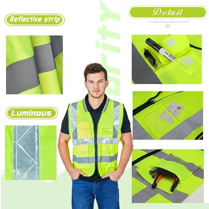 YOWESHOP High Reflective Visibility Safety Vest Custom Your Logo Safety Workwear - Image 5