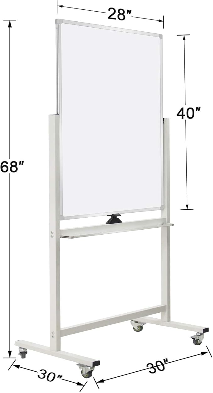 40" x 28" Mobile Dry Erase Whiteboard Double-Sided White Boards on Wheels - Image 2