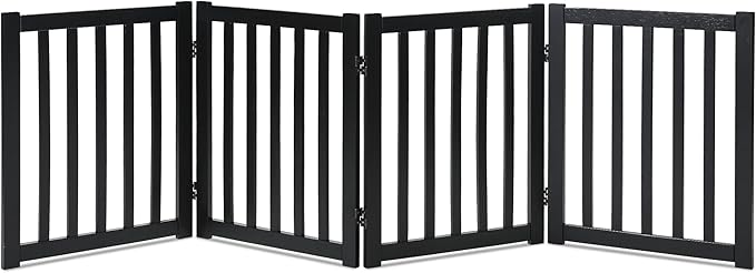 LZRS 4-Panel Wooden Free Standing Foldable Dog Gate Indoor – 24" High, Extra by LZRSPET