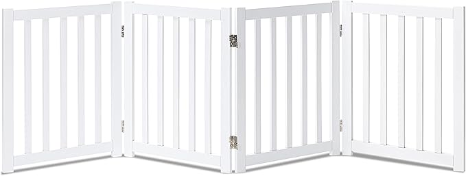 LZRS 4-Panel Wooden Free Standing Foldable Dog Gate Indoor – 24" High, Extra by LZRSPET
