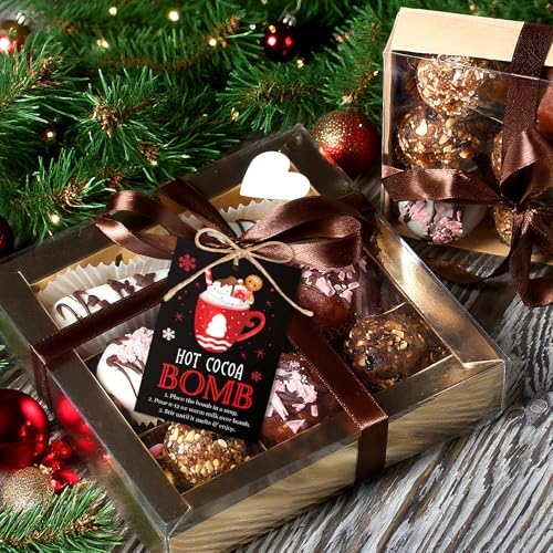 Gersoniel 200 Pcs Christmas Hot Coco Bar Supplies Christmas Hot Chocolate Bomb Instruction Tag Card 3.5 x 2.3 Inch Bomb Supplies Packaging Gift Tag with Instruction for Xmas Holiday Winter(Tree) - Image 3