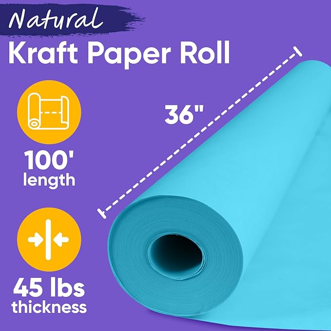 USA Made 36" x 1200" Light Blue Paper Roll, 45 lbs Thickness, American Quality - Image 2