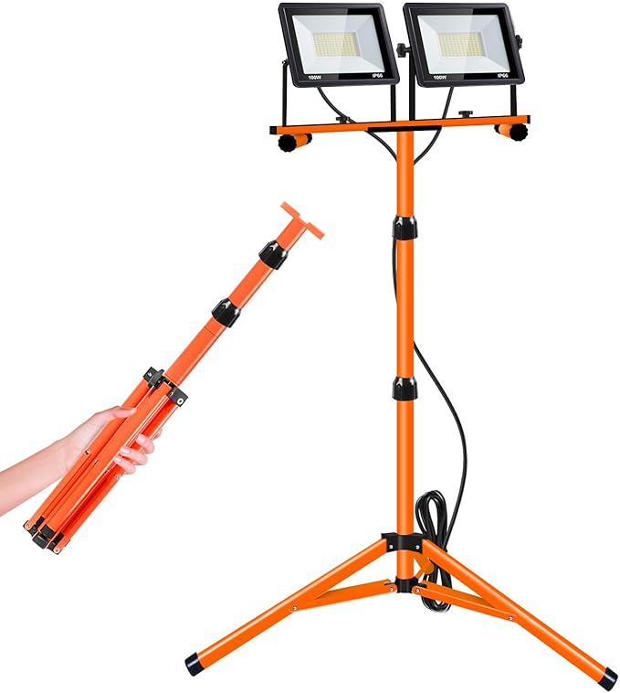 21000 Lumen Work Lights with Stand, 3 Adjustable Head LED Work Light, with by Yurnomy