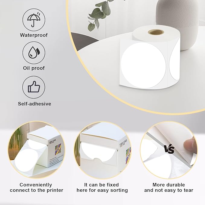 3 X 3 Inch Color Coding Dot Labels Circle Thermal Printable Waterproof 500 Pcs - Image 4