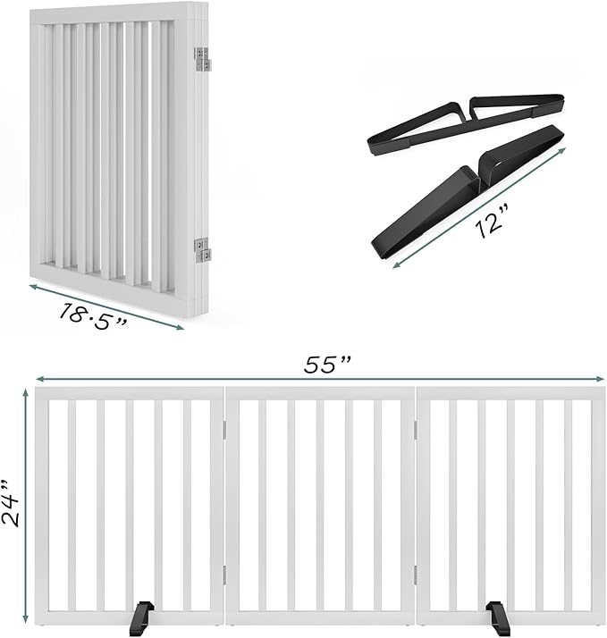 Dog Gates for The House Freestanding Foldable Pet Gates for Doorways 3 Panels - Image 5