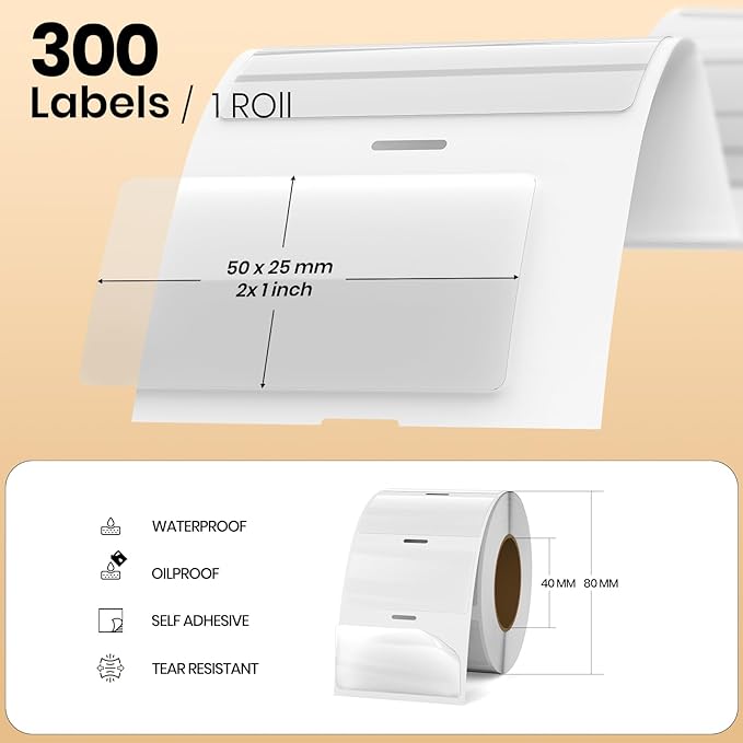 Clear Thermal Labels Vinyl 1 × 2 Inch Self-Adhesive Rectangle Stickers Roll - Image 2