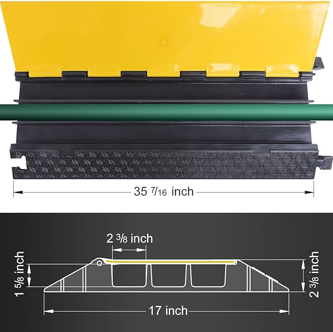 Rubber Cable Protector Ramp, Heavy Floor Cable Wire Cord Cover Speed Bumps - Image 4