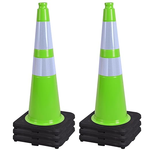 OrangeStar 28" Traffic Cones 6-Pack, Weighted Rubber Base by OrangeStar