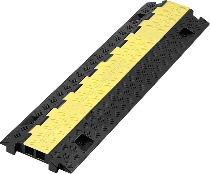 VEVOR 3 PCs Rubber Cable Protector Ramp, 2 Channel Heavy Duty TPU Floor Cord - Image 9
