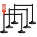 6 Pack Black Stanchions with Retractable Belts by Ellumin-TrafficSafetyExpert