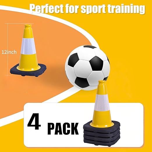 BESEA 4Pack 12 Inch Yellow Traffic Cones - Image 5