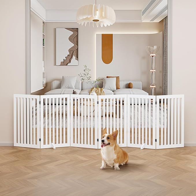 unipaws 120" Extra Wide Pet Gate, Free Standing Dog Gate - Image 2