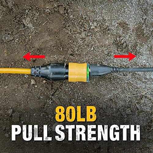DEWALT 100 Foot Extension CordLighted Click-to-Lock 10/3 SJTW -Heavy Duty Outdoor, Waterproof, Weatherproof, Heat & Corrosion Resistant Industrial Strength Light Up Three Prong Outlet Plug Power Cord - Image 2