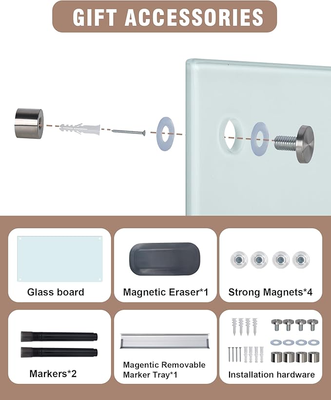 Mifuro Magnetic Glass Whiteboard，36"x24" Wall Mounted Frameless Dry Erase Board - Image 6