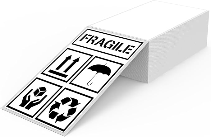 White Thermal Labels 3 × 5 Inch Vinyl Self-Adhesive Fanfold Direct Shipping by YIKIADA