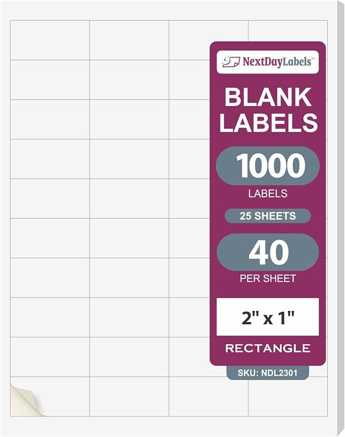 NextDayLabels – 2" x 1" Rectangular Sticker Labels by NextDayLabels